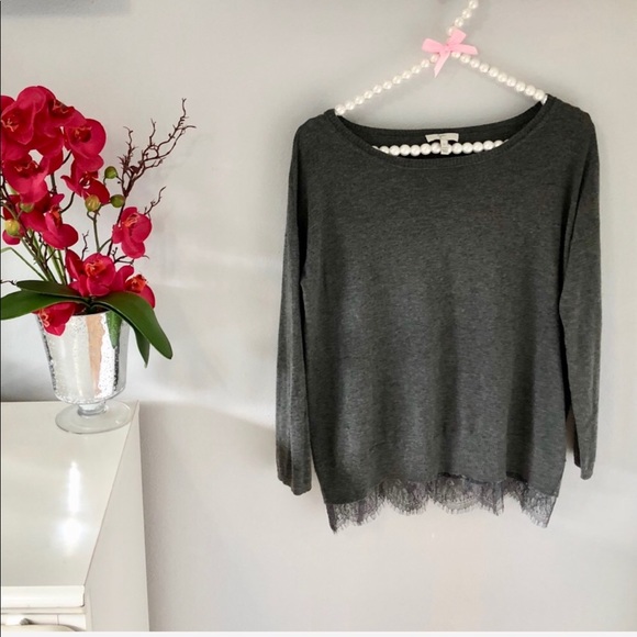 Joie Hilano Grey Lace Sweater Size Small - Picture 2 of 4